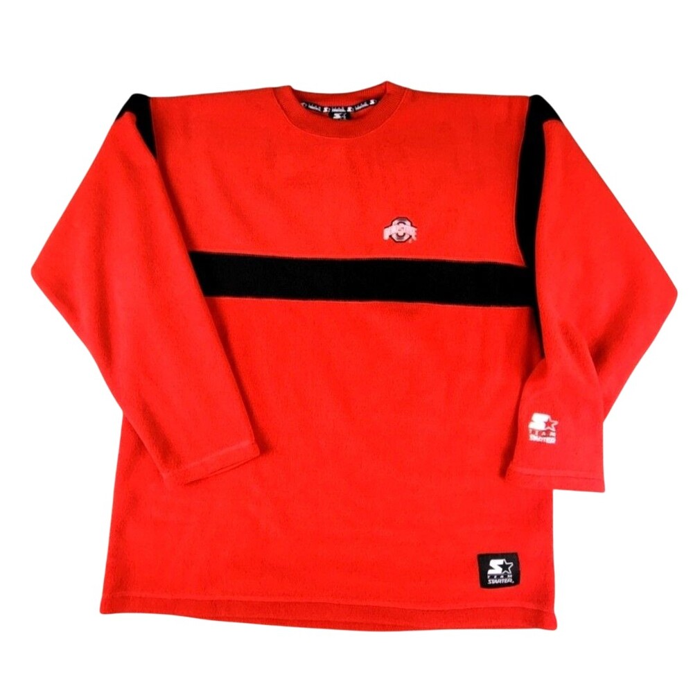 Ohio State Buckeyes Sweatshirt Mens XL Red NCAA Football Starter Fleece Crewneck